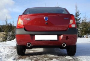 Fox Duplex Auspuff Sportauspuff Endschalldämpfer für Dacia Logan Limo Benzin DC010023-071