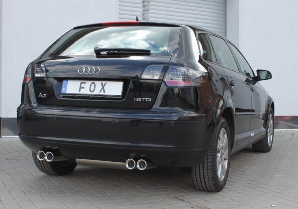 Fox Duplex Auspuff Sportauspuff Endschalldämpfer für Audi A3 Typ 8P Sportback AU051035-068